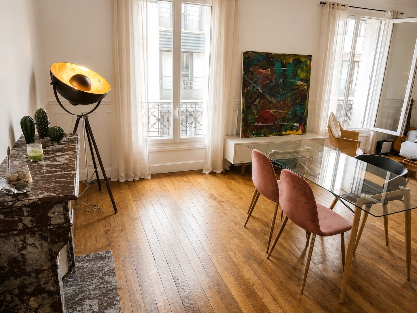 Cheminee marbre cactus deco – The Clichy Flat, appartement à Clichy